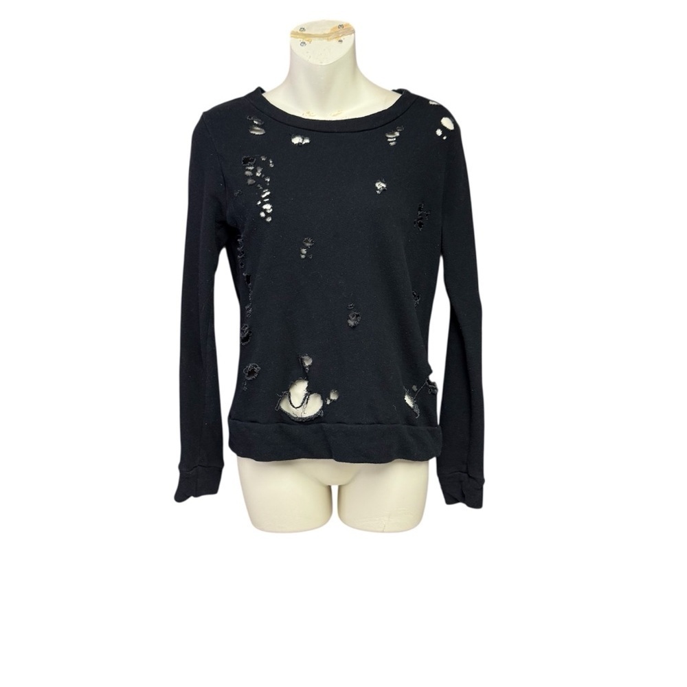 Rock Rose Classic Edgy Black Distressed Sweatshirt size medium but runs small